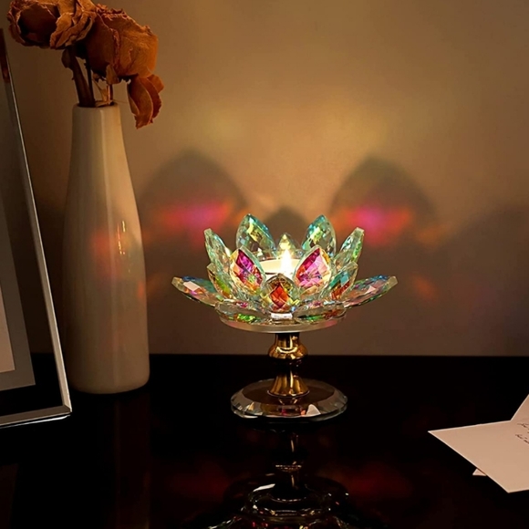 Lotus Petals Votive Candle Stand with Glass Base Lotus Tea candle h… - Picture 7 of 10